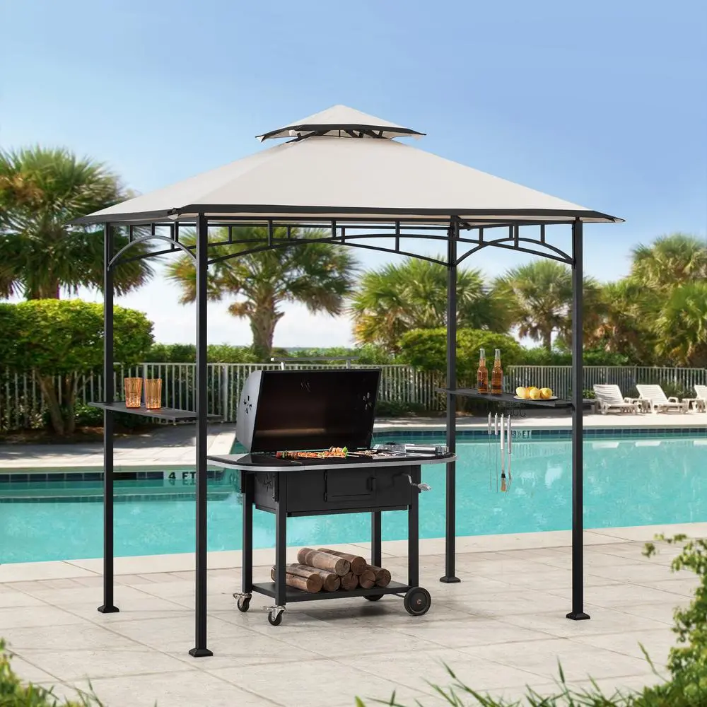 Mynah 5 x 8 ft Steel 2-Tier Grill Gazebo