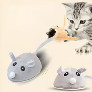 USB Rechargeable Moving Mouse Cat Toy with Feather