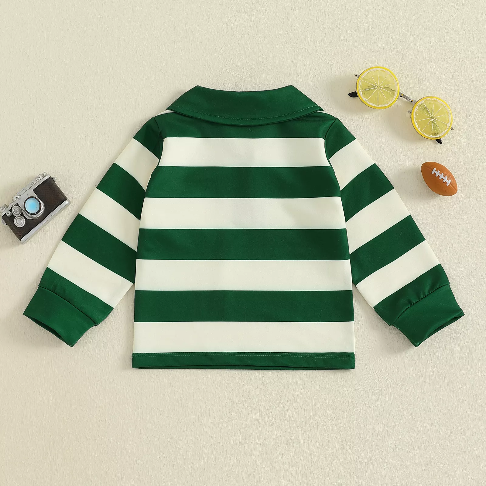 Gift for the Grandchildren - Toddler Boy Fall Stripe Pullover with Football Embroidery Pocket - Image 3