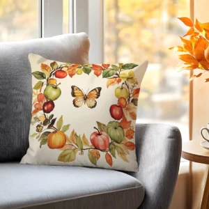 Retro Autumn Harvest Cushion Cover – Cozy Fall-Inspired Home Décor Pillowcase